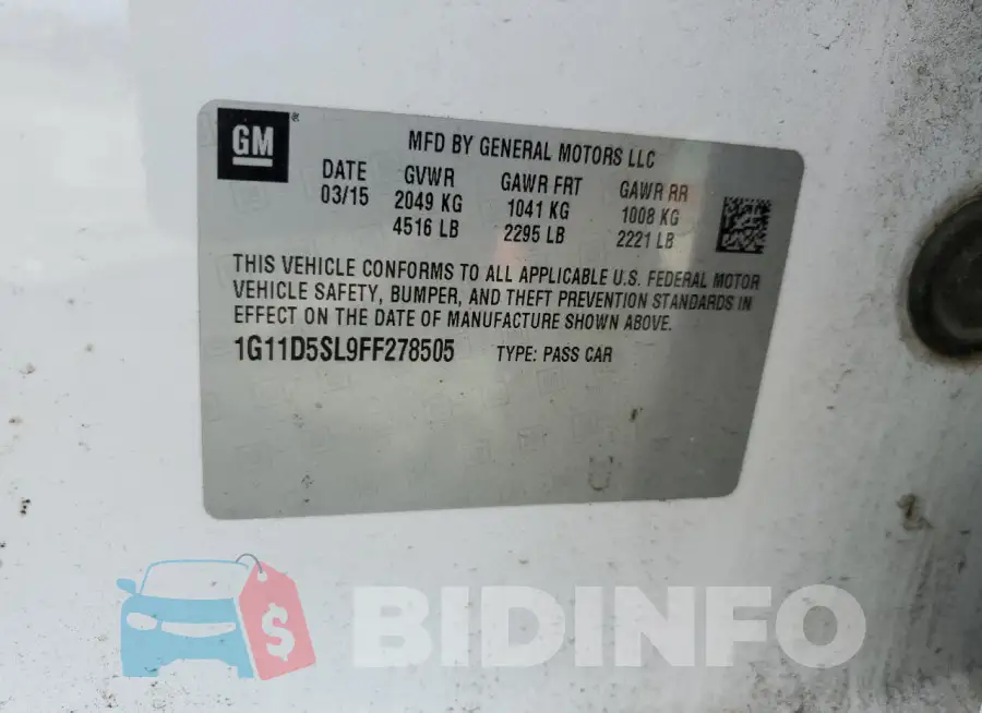 1G11D5SL9FF278505 Photo# 12