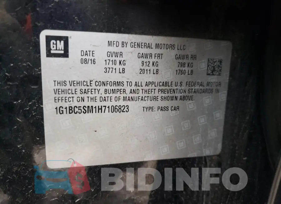 1G1BC5SM1H7106823 Photo# 12