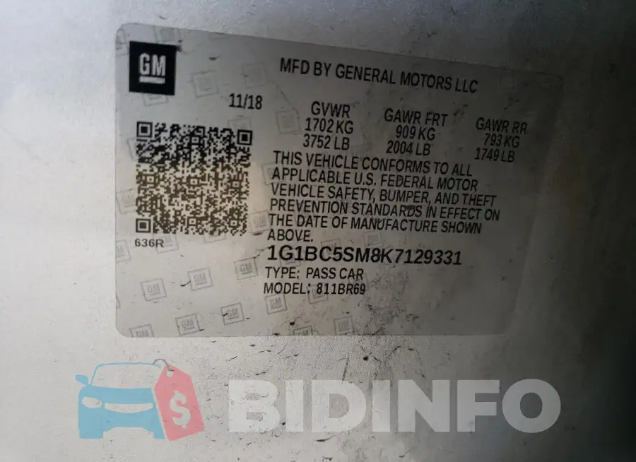 1G1BC5SM8K7129331 Photo# 12