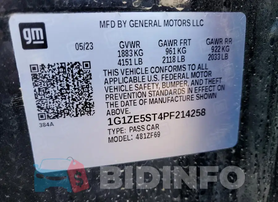 1G1ZE5ST4PF214258 Photo# 13