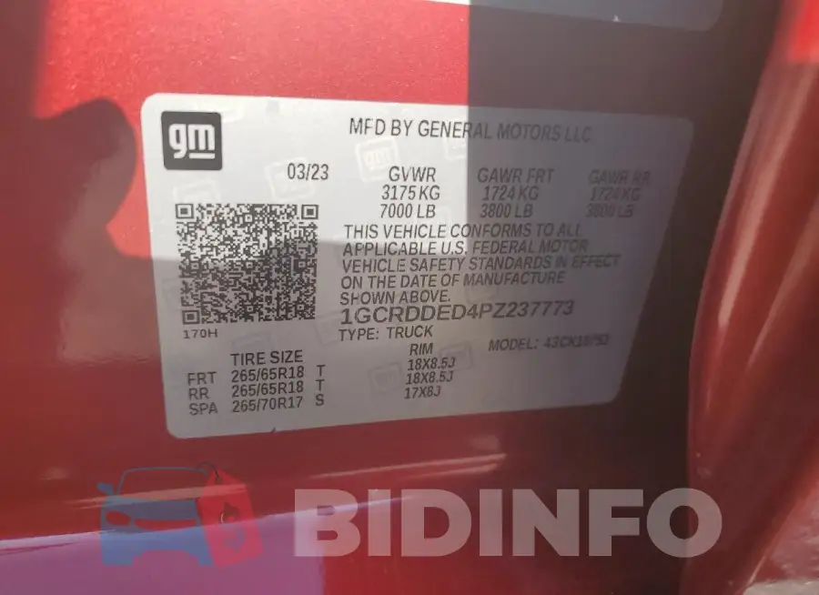 1GCRDDED4PZ237773 Photo# 12