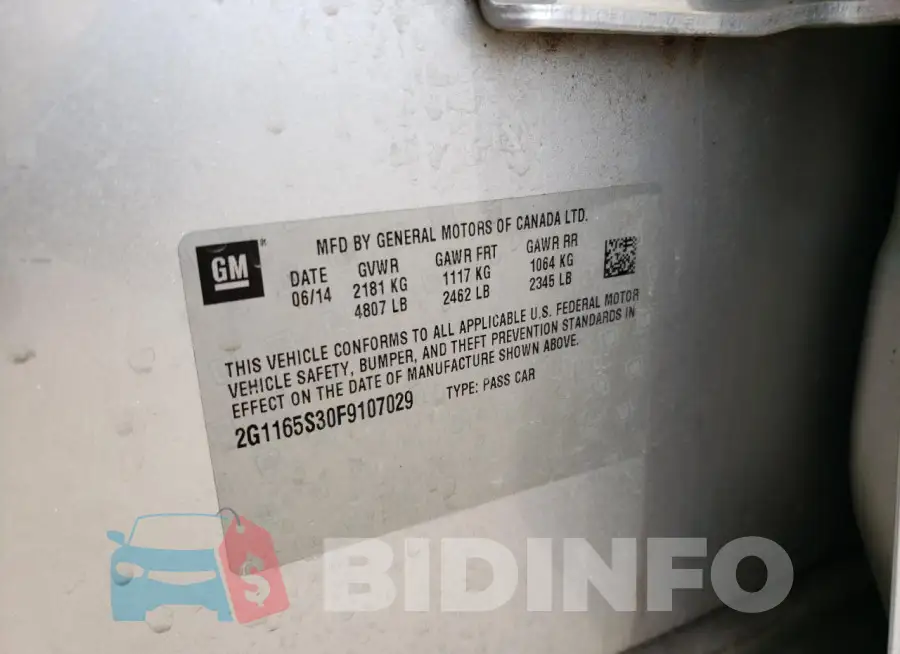 2G1165S30F9107029 Photo# 12