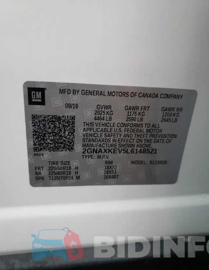 2GNAXKEV5L6148521 Photo# 12