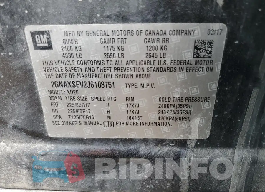 2GNAXSEV2J6108751 Photo# 14