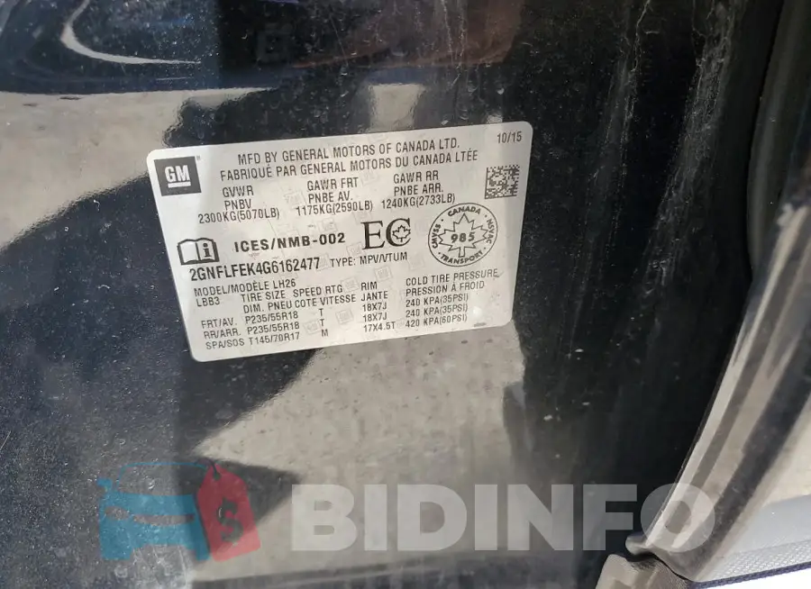 2GNFLFEK4G6162477 Photo# 13