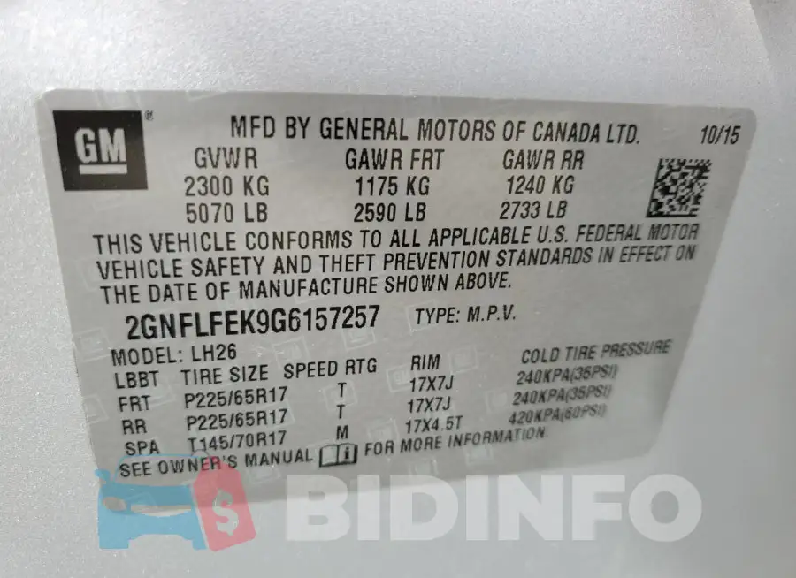 2GNFLFEK9G6157257 Photo# 12