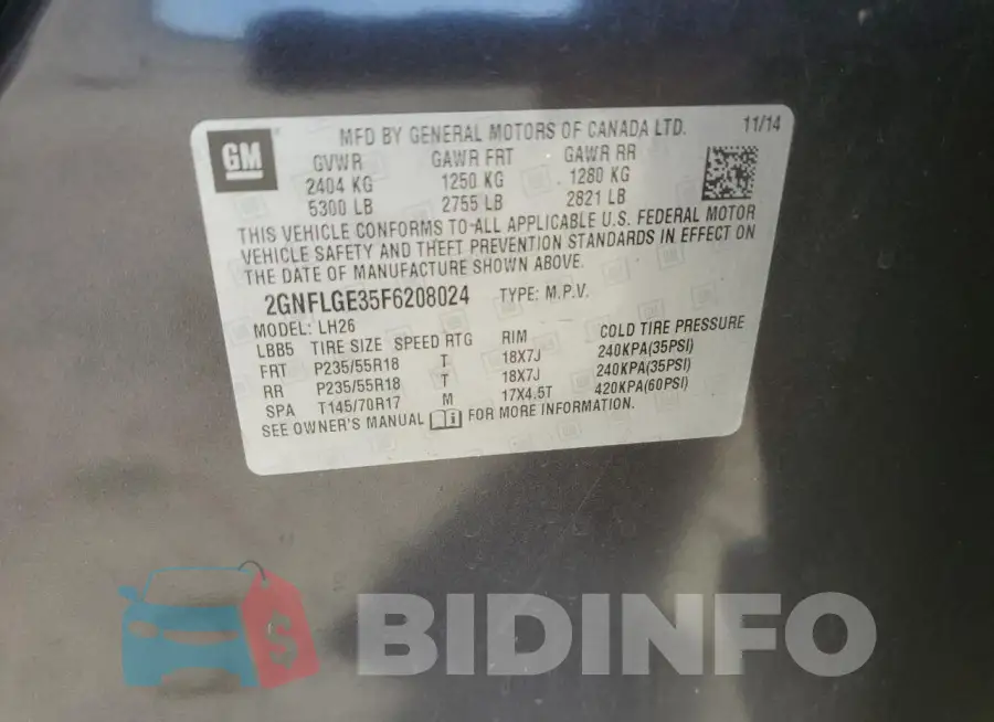 2GNFLGE35F6208024 Photo# 12