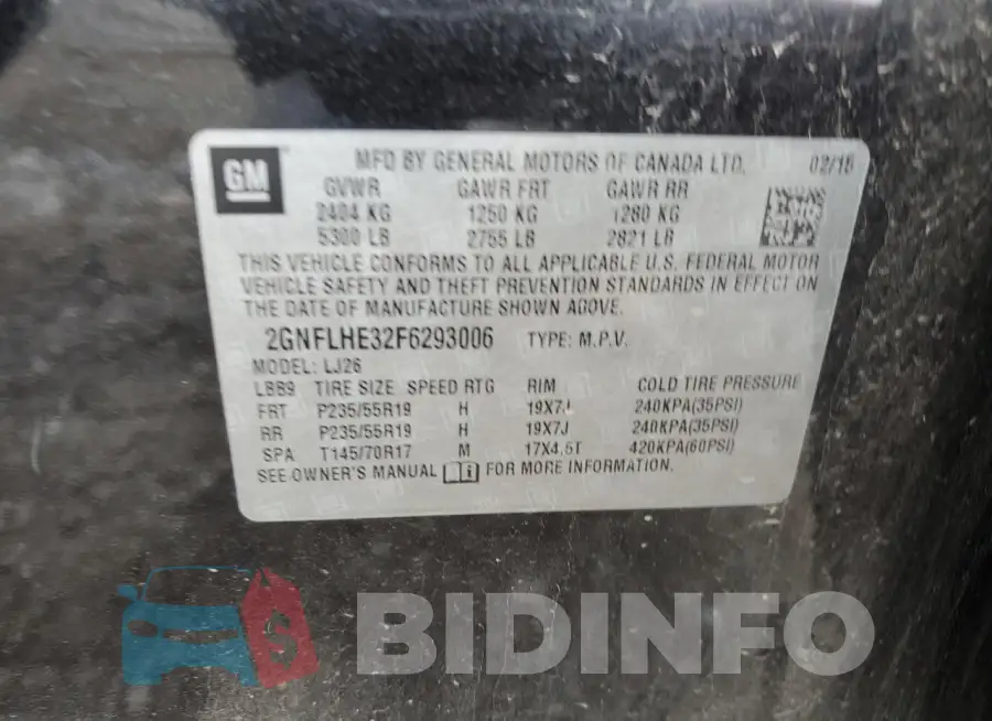 2GNFLHE32F6293006 Photo# 12