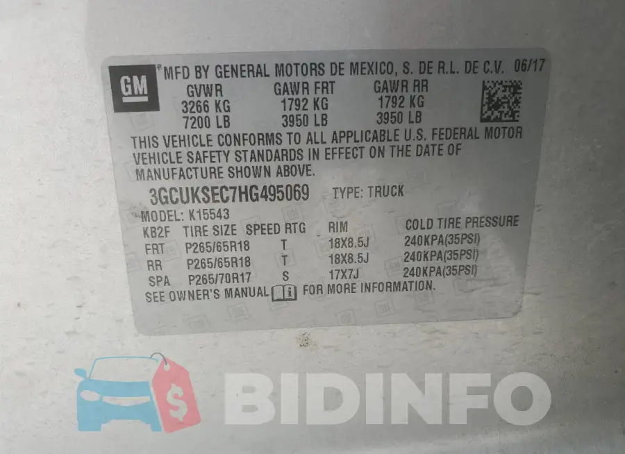 3GCUKSEC7HG495069 Photo# 12