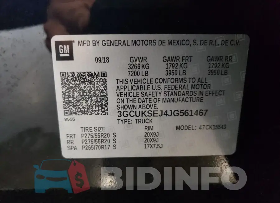 3GCUKSEJ4JG561467 Photo# 12