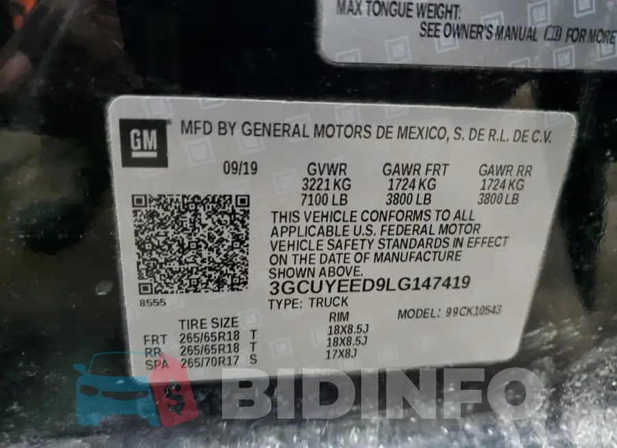3GCUYEED9LG147419 Photo# 13
