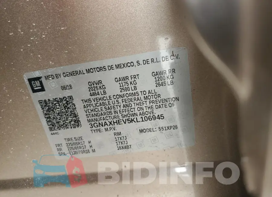 3GNAXHEV5KL106945 Photo# 13