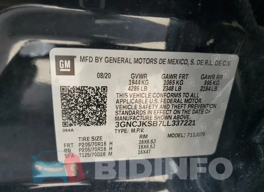 3GNCJKSB7LL337221 Photo# 12