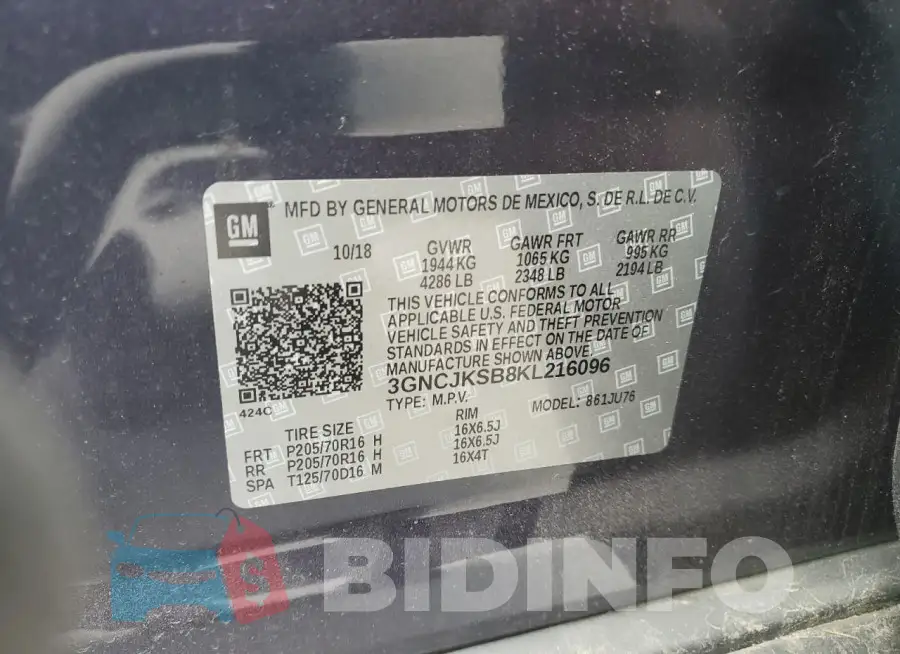 3GNCJKSB8KL216096 Photo# 13