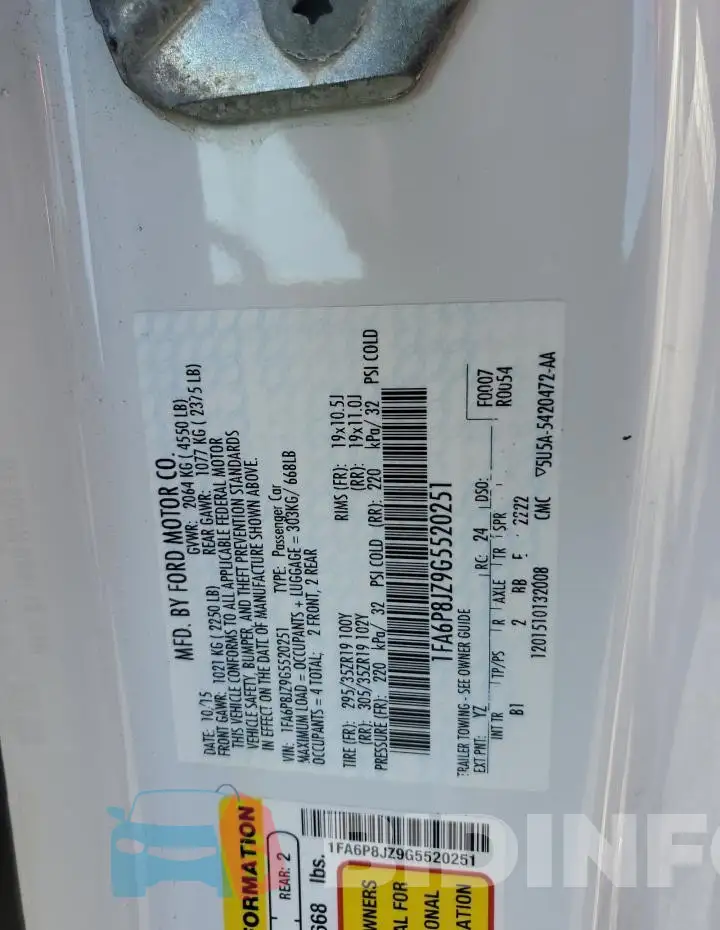 1FA6P8JZ9G5520251 Photo# 12