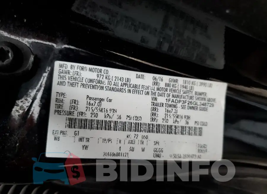 1FADP3F26GL348729 Photo# 12