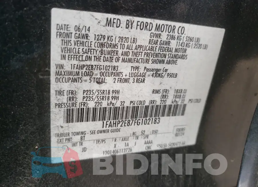 1FAHP2E87FG102183 Photo# 12