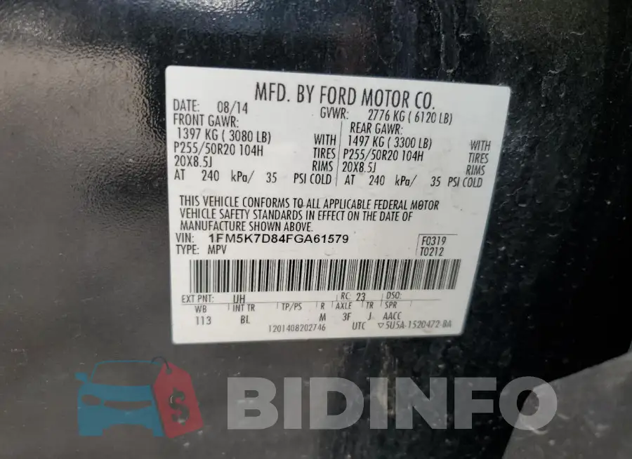 1FM5K7D84FGA61579 Photo# 13