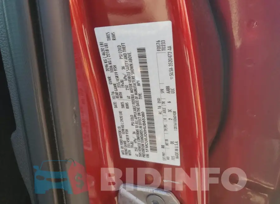 1FMCU0JD0HUB85380 Photo# 13