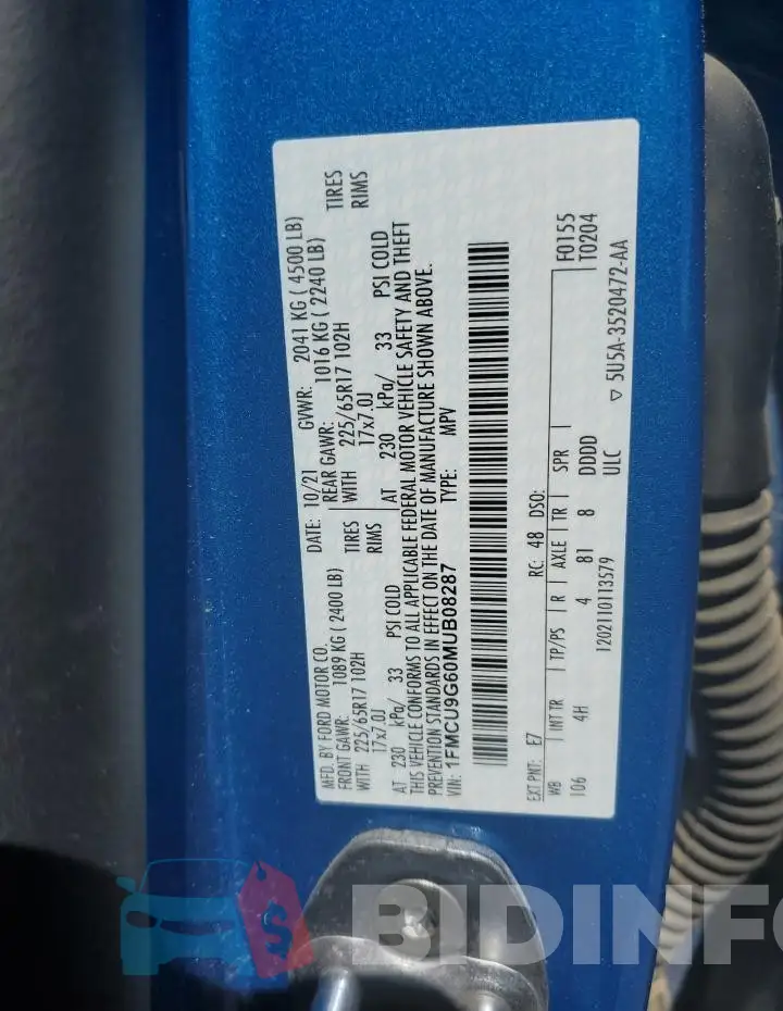 1FMCU9G60MUB08287 Photo# 12