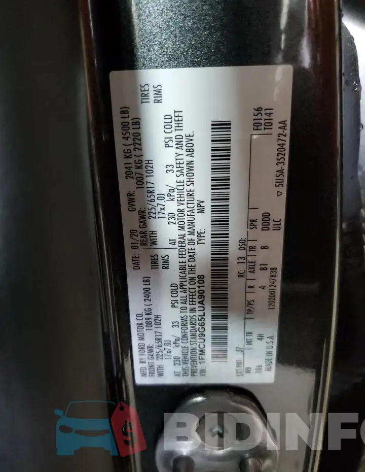 1FMCU9G65LUA90108 Photo# 13