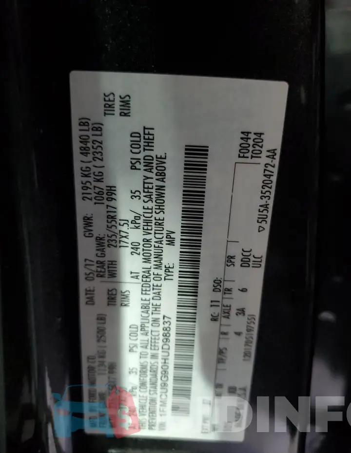 1FMCU9G90HUD98837 Photo# 13