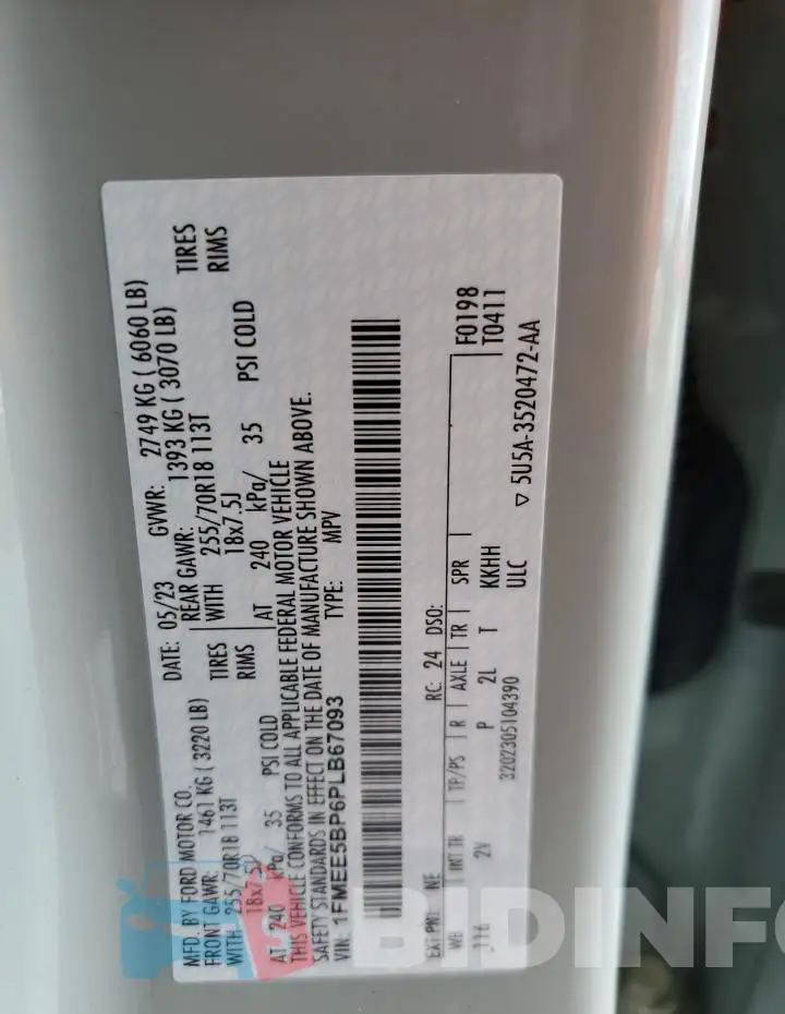 1FMEE5BP6PLB67093 Photo# 14