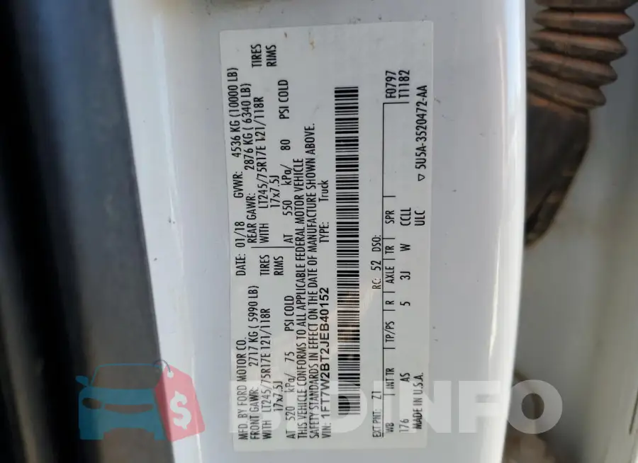 1FT7W2BT2JEB40152 Photo# 12
