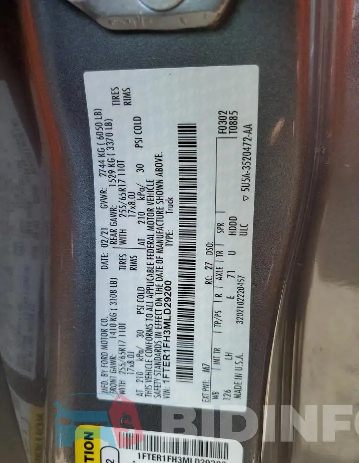1FTER1FH3MLD29200 Photo# 12
