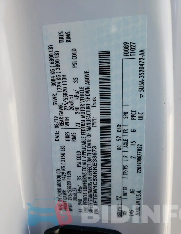 1FTEW1C5XKKE33673 Photo# 12