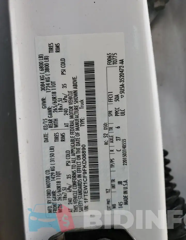 1FTEW1CF9FKD08890 Photo# 12
