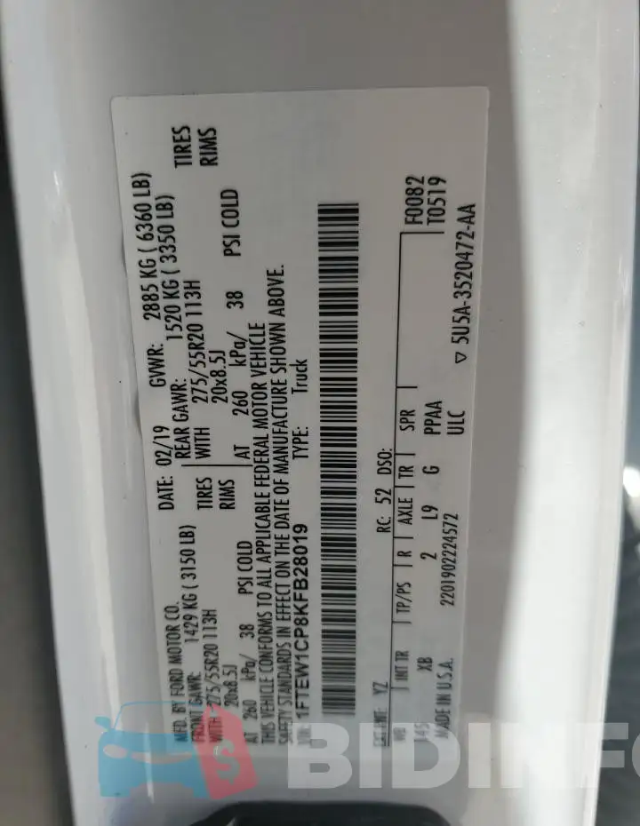 1FTEW1CP8KFB28019 Photo# 13