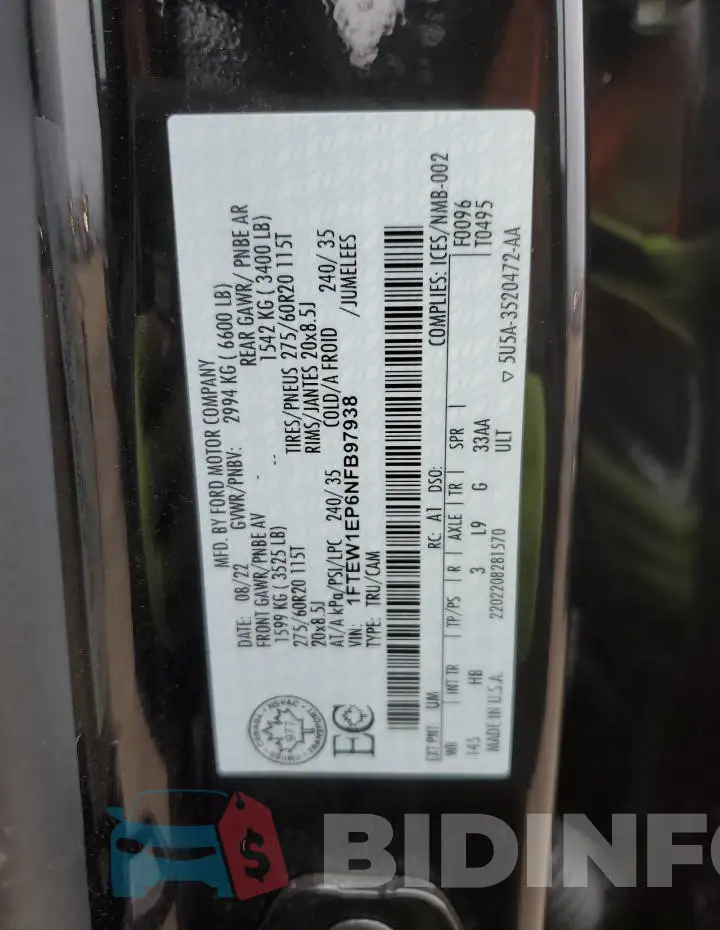 1FTEW1EP6NFB97938 Photo# 12
