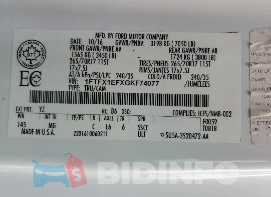 1FTFX1EFXGKF74077 Photo# 12