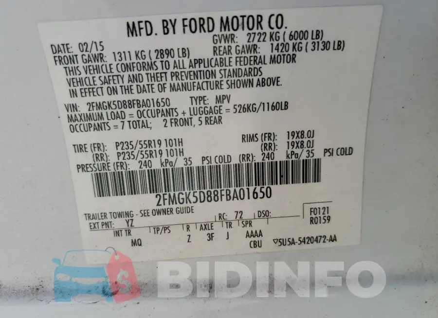 2FMGK5D88FBA01650 Photo# 14
