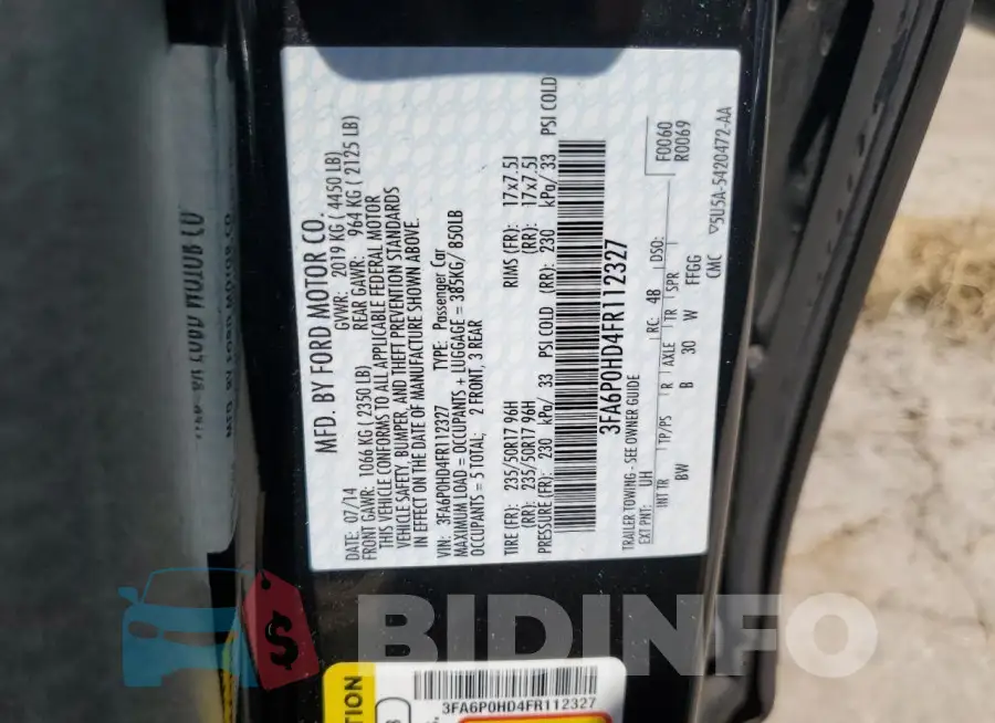 3FA6P0HD4FR112327 Photo# 12