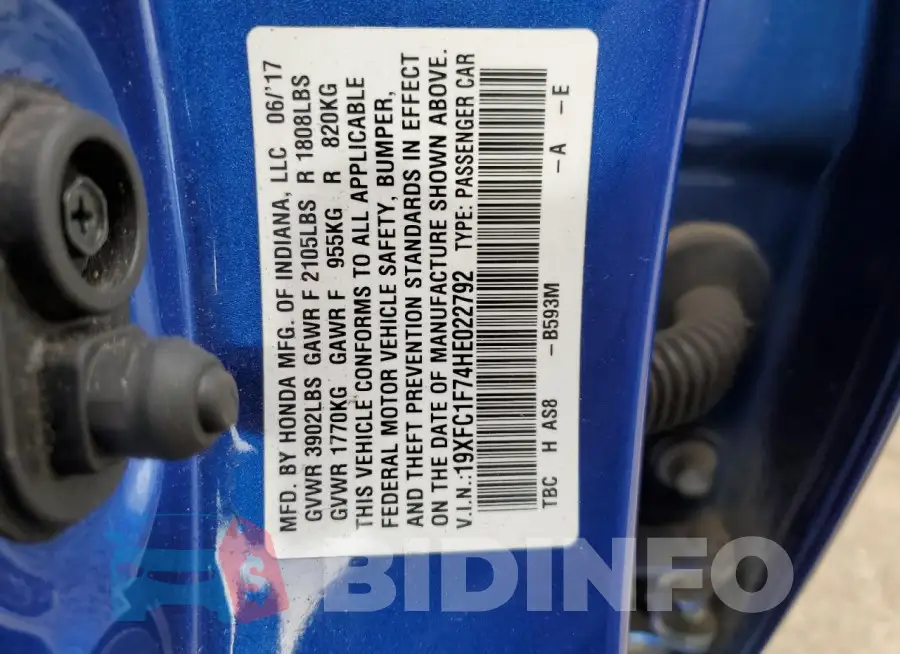 19XFC1F74HE022792 Photo# 12