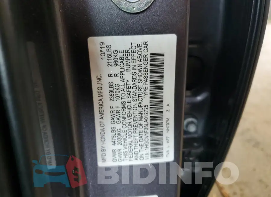 1HGCV1F36LA012725 Photo# 12