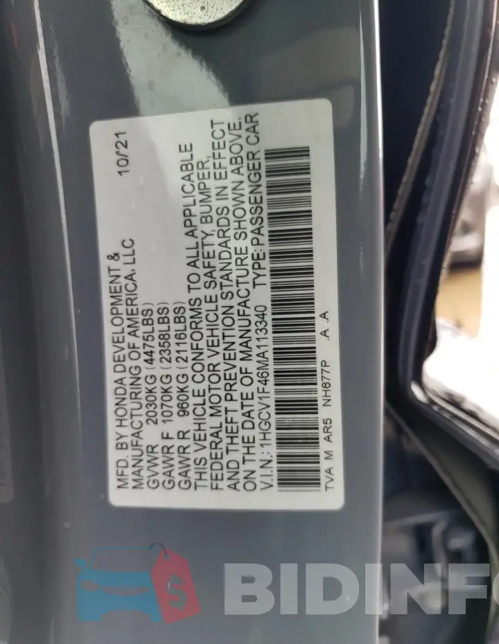 1HGCV1F46MA113340 Photo# 12