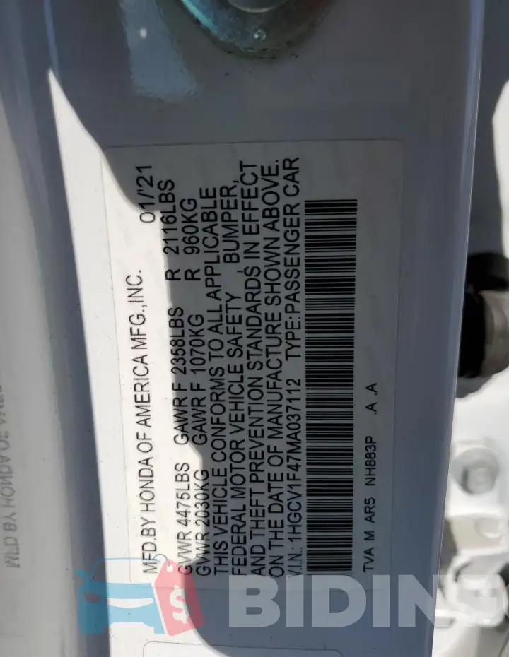 1HGCV1F47MA037112 Photo# 12