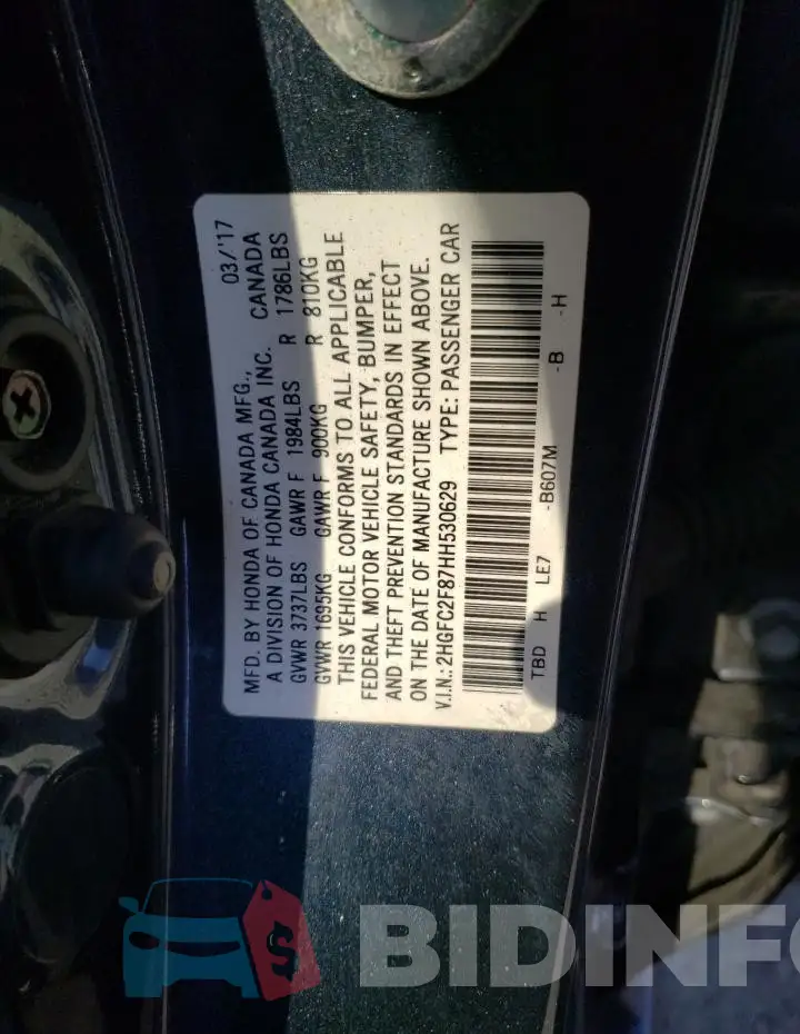2HGFC2F87HH530629 Photo# 12