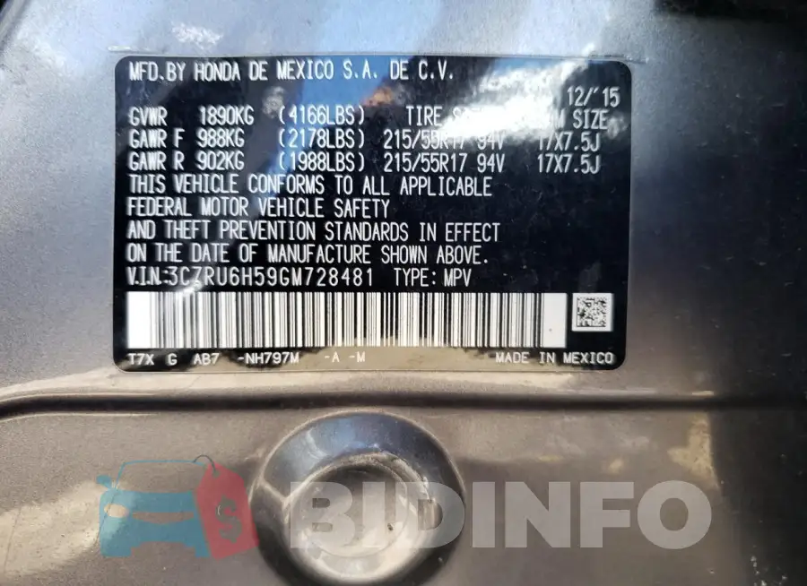 3CZRU6H59GM728481 Photo# 13