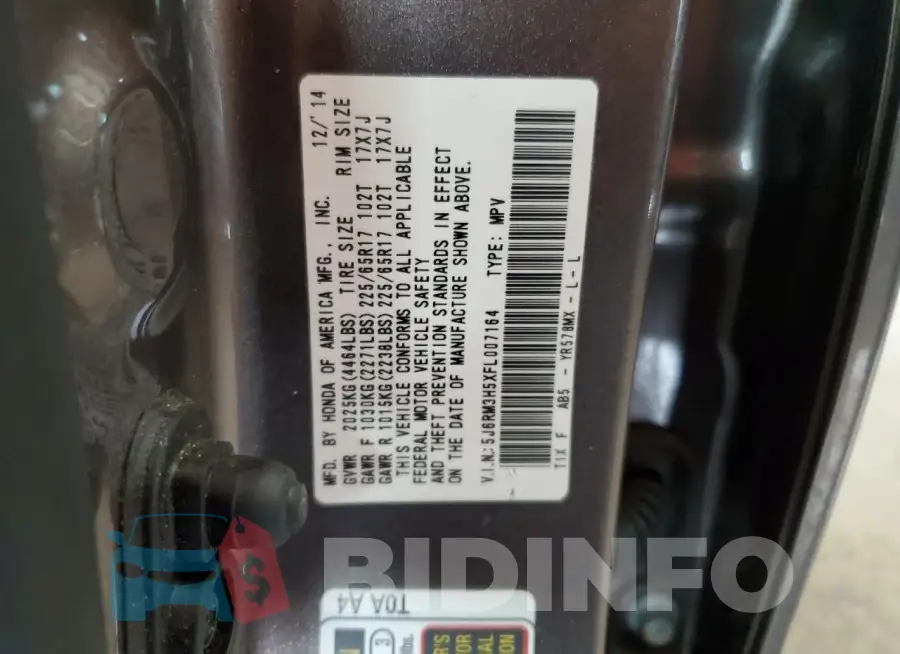 5J6RM3H5XFL007164 Photo# 14