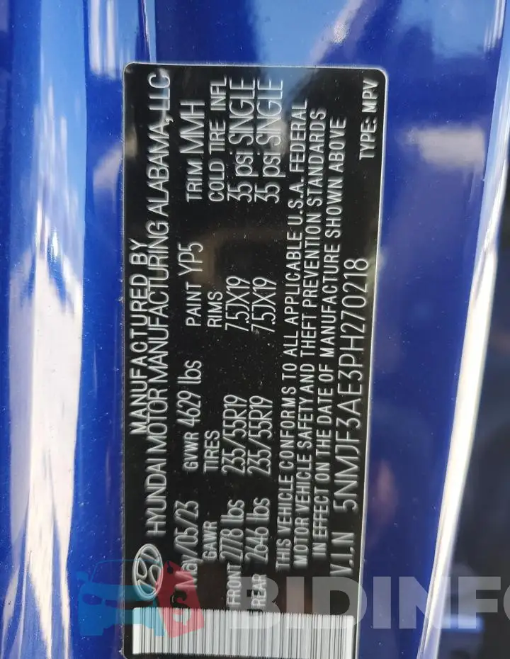5NMJF3AE3PH270218 Photo# 14