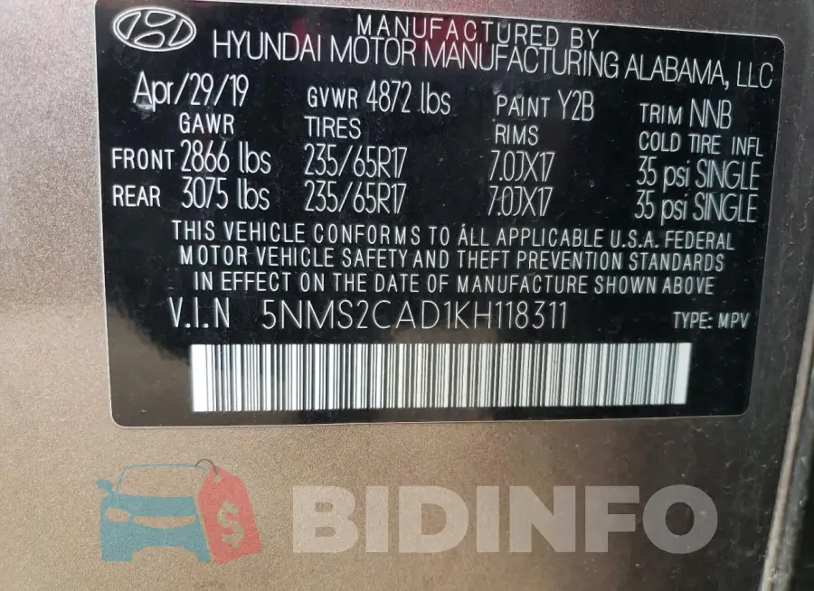 5NMS2CAD1KH118311 Photo# 13