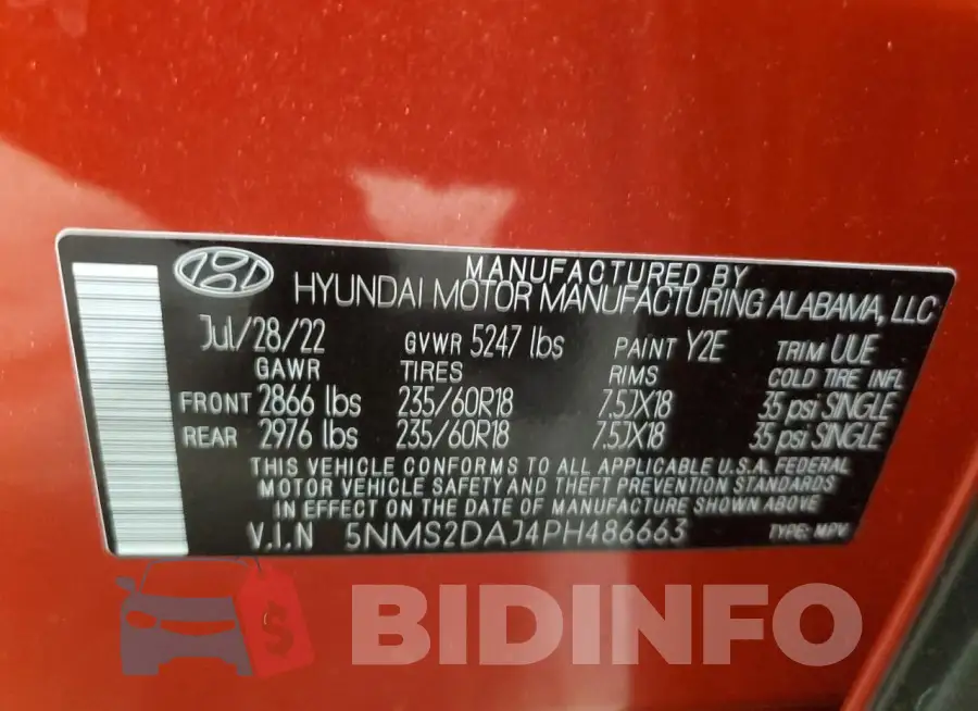 5NMS2DAJ4PH486663 Photo# 13