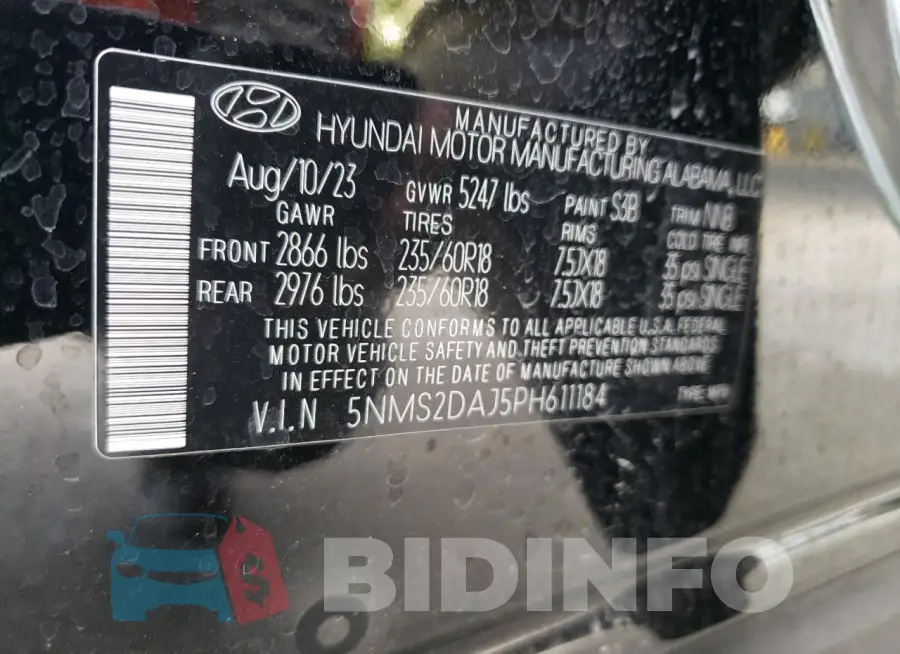 5NMS2DAJ5PH611184 Photo# 14