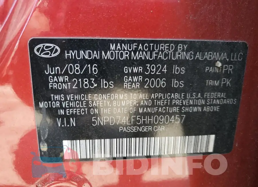 5NPD74LF5HH090457 Photo# 13