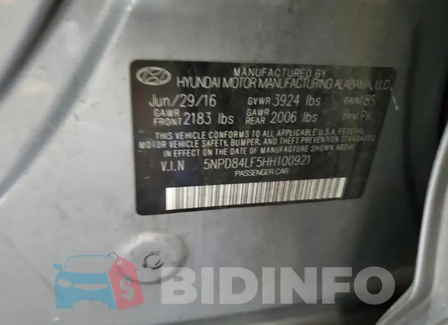 5NPD84LF5HH100921 Photo# 12