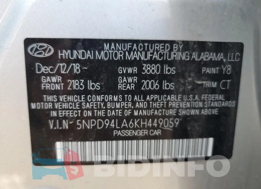 5NPD94LA6KH449059 Photo# 13